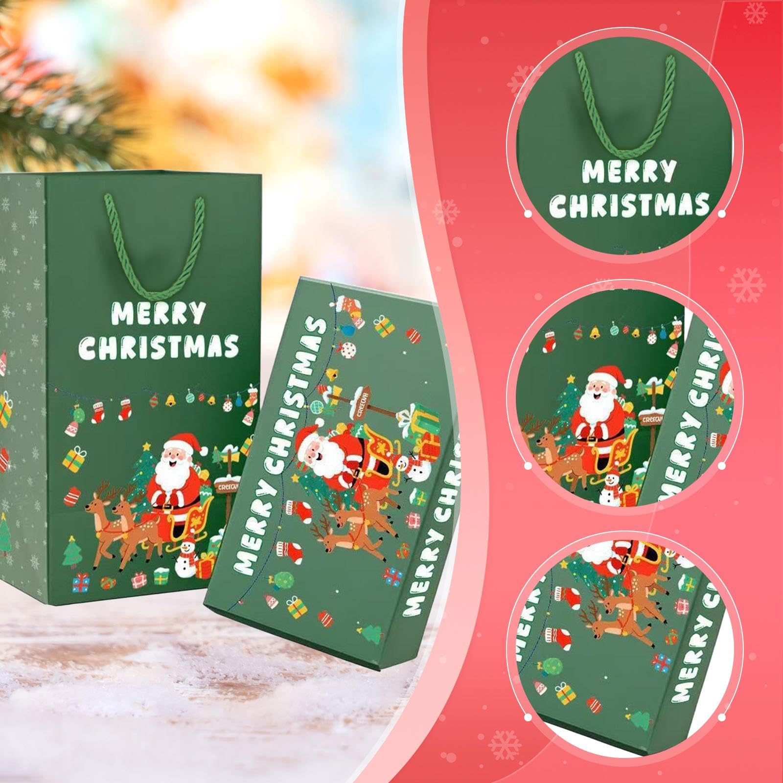 Set de Regalo de Navidad, Fiesta Festiva de Navidad, Bolsa de Regalo, Hucha para Cumpleaños O, Verde 20 Piezas, tal como se describe