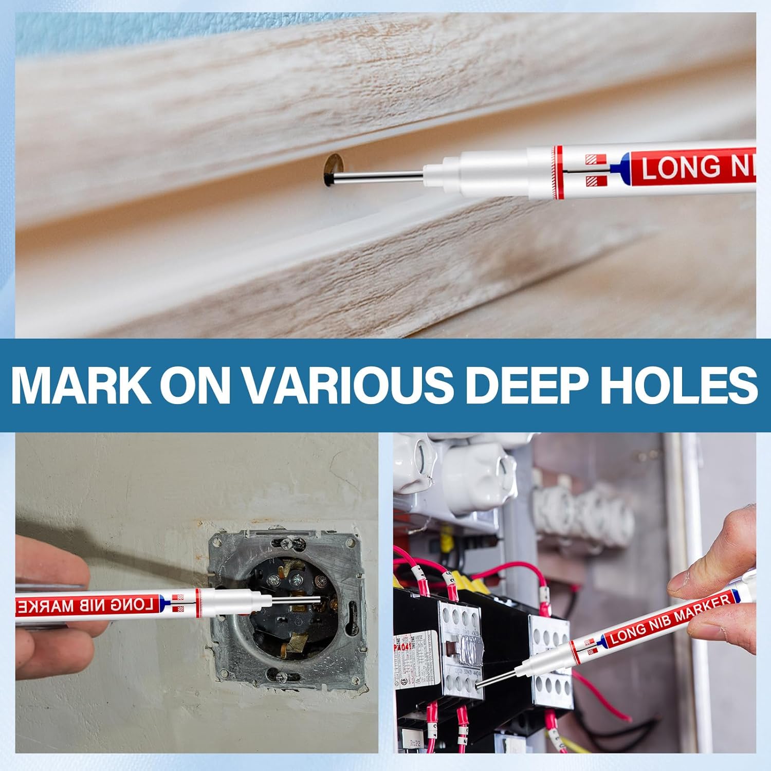 80 Pcs Multi-purpose Deep Hole Marker Pens Long Head Drill Deep Nib Marker Waterproof Mechanical Carpentry Pen for Woodworking Machinist Bathroom Construction Hardware Decoration (Black)