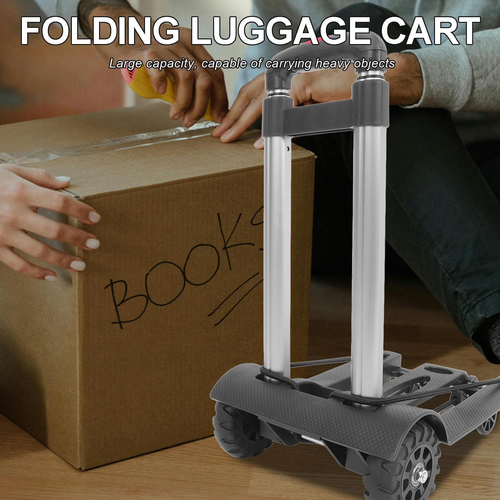 HOMSFOU Carrello Pieghevole con Ruote e Manico Regolabile Portavaligie e Spesa Leggero e Compatto Capacità Elevata per Trasporto Pesante Trolley Richiudibile per Acquisti e Viaggi