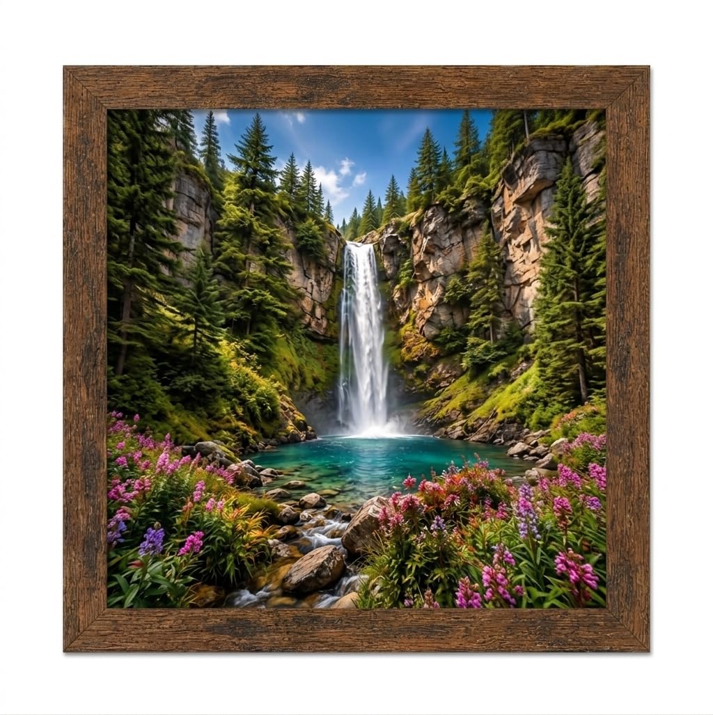 POOG 60x60cm RUSTIC Engineered Wood and Plexiglass, 600x600mm Photo Frame Dual Orientation Landscape or Portrait,Picture Frame Wall Hanging Display Photos artwork poster and prints(RUSTIC, 60x60cm)