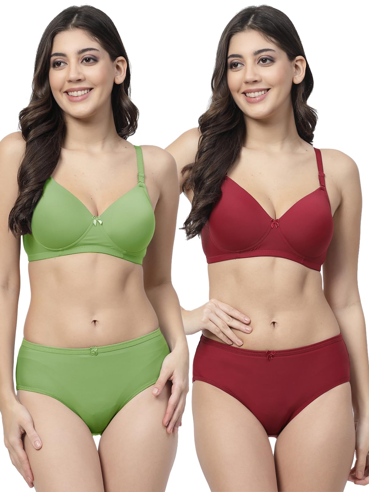 college girl Maroon, Grey Seamless Padded Bra and Panty Set (PolyPadPlainSet-206-207)-picture-28