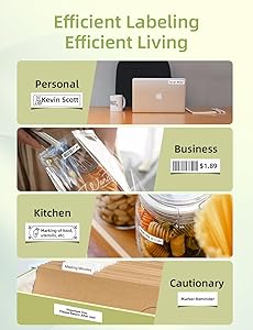 Makeid L1 Label Maker Machine with Tape - Portable & Rechargeable Label Makers Compatible with 9 12 16mm Waterproof Tape - Mini Bluetooth Labeler for Organizing Office Home School (Green Tape)