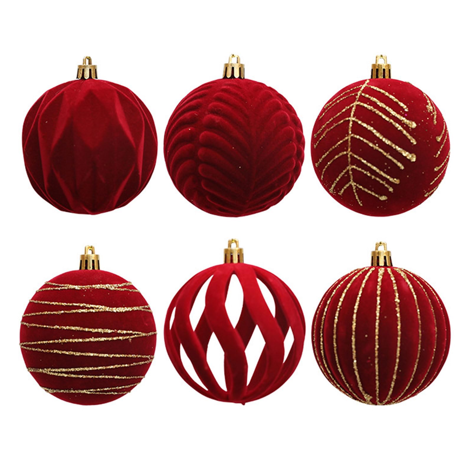 6Pcs Festives Christmas Baubles Velvets Flocking Tree Decorations for Home and Offices Stylish Hanging Pendant Jewelry Christmas Tree Ornament
