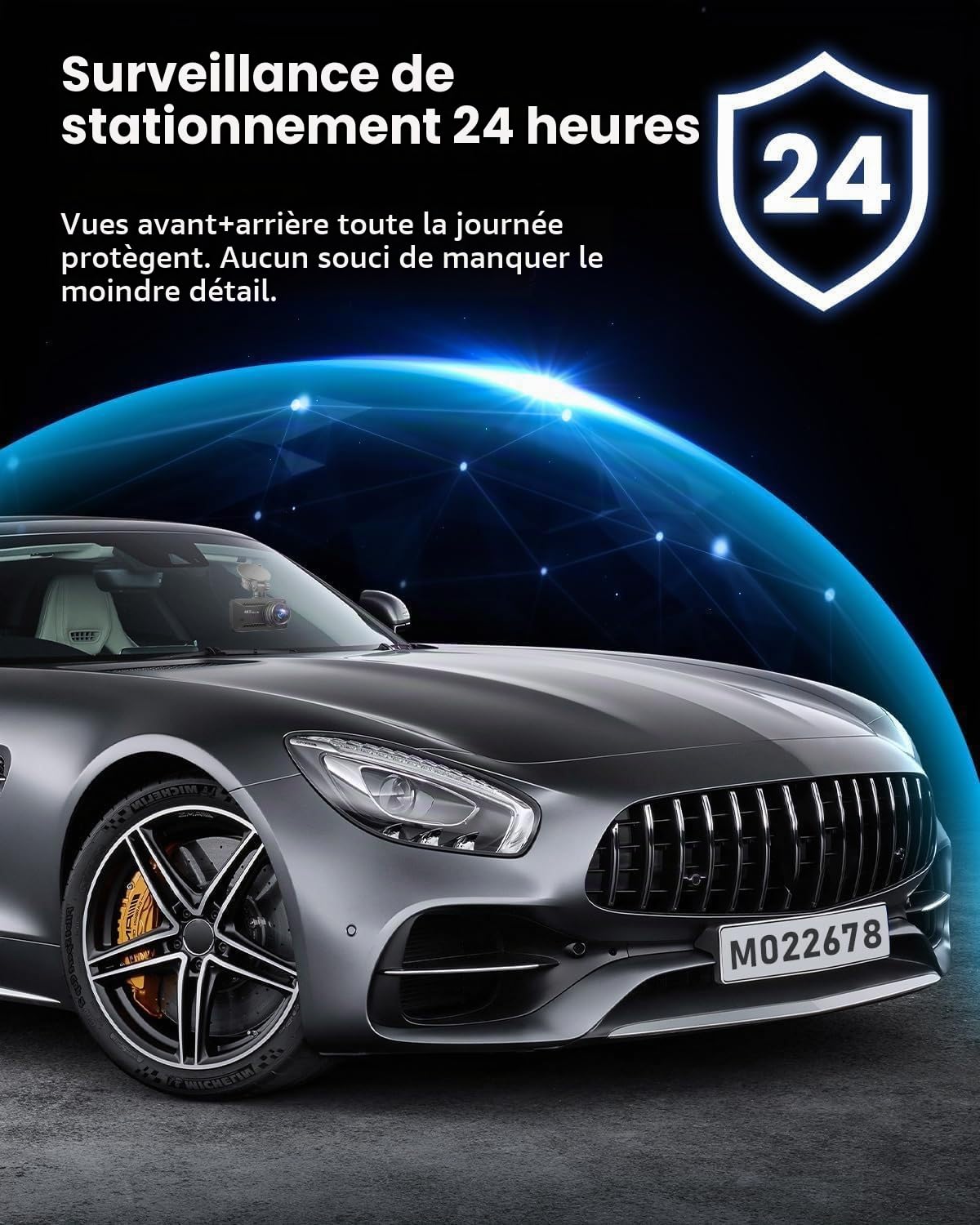 Oryzom Dashcam 4K Pro – Enregistrement Ultra HD avec caméras Avant/arrière, Vision Nocturne et Surveillance 24h/24(Chargeur de Voiture Standard 4k + 1080P + Allume-Cigare)