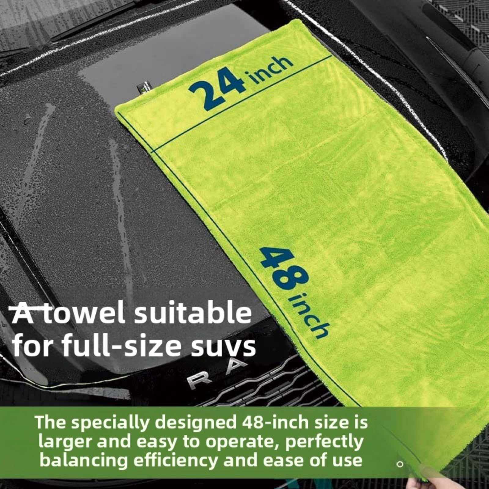 Asciugamano in microfibra per SUV, 48 x 24 cm, 1200 g/m², 2 lati (1400 g