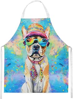 Caroline's Treasures DAC2508APRON French Bulldog Hippie Dawg Apron Cooking Kitchen Server Baking Crafts Gardening for Adult Women Men, Unisex, Large, Multicolor