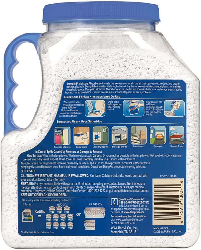 DampRid - Fragrance Free Mega Moisture Absorber Refill Container (7.5 lb.); Traps Moisture in Basements & Large Areas for Fresher, Cleaner Air