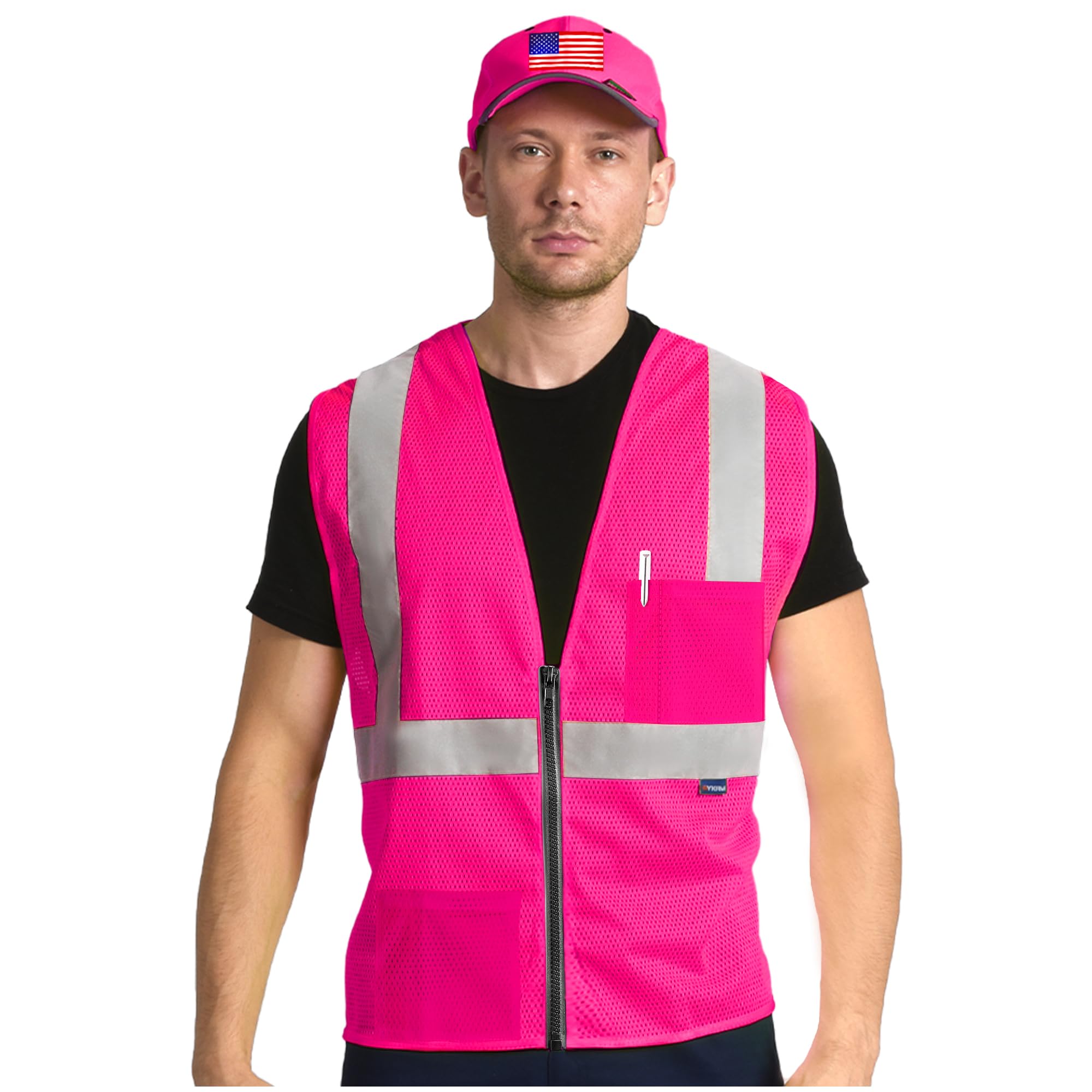 Snapklik.com : 2 Pockets Pink Reflective Safety Vest High Visibility ...