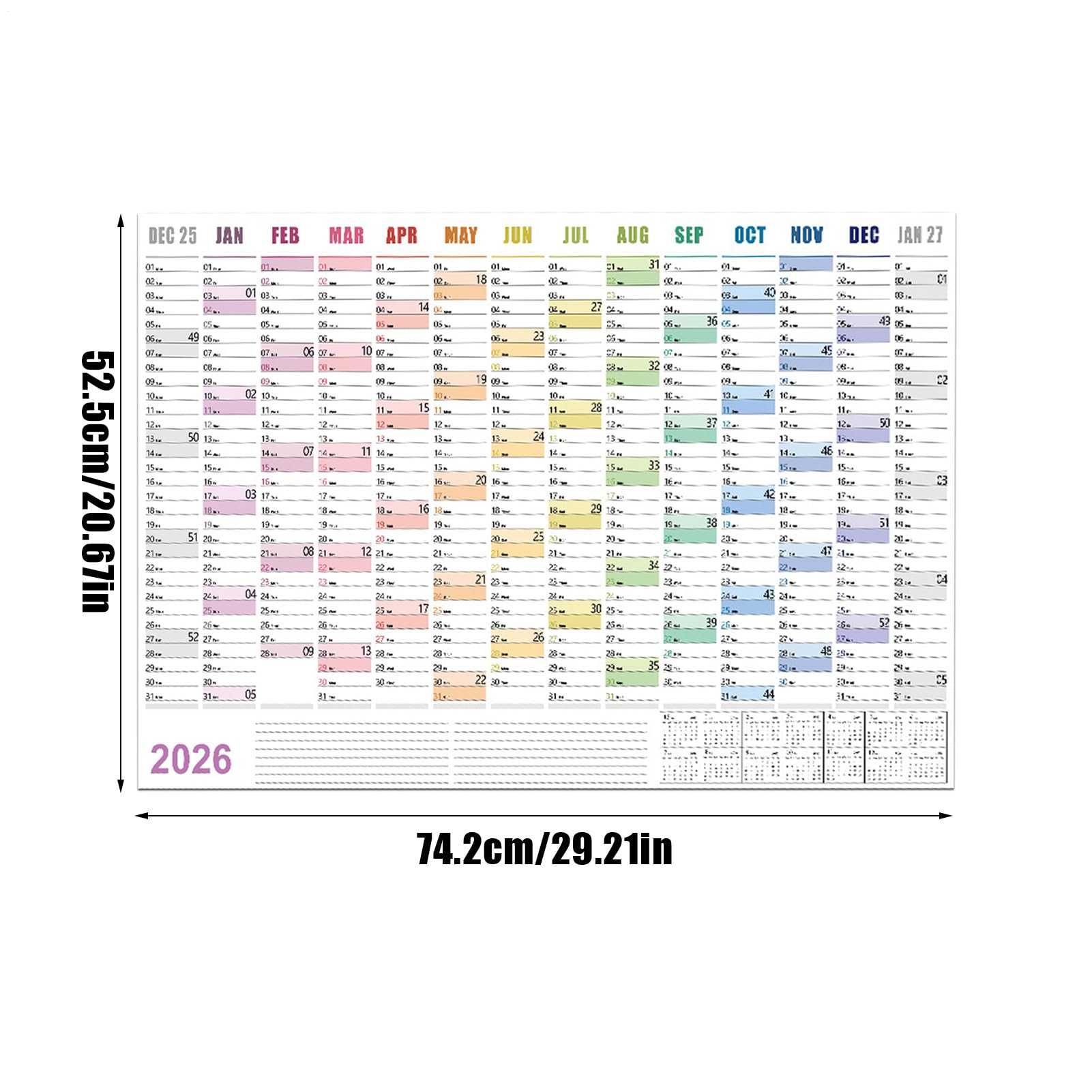 Calendario 2026 Poster Pianificazione e | Agenda Planner Gennaio-Dicembre 2026 di Pianificazione, Promemoria, Festività Segnate per Camera da , Scuola, Lavoro,