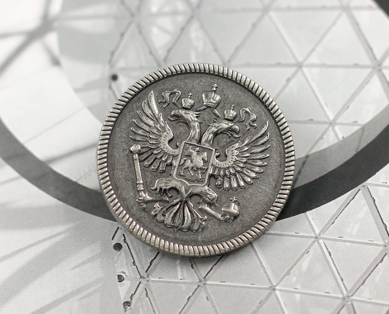 Bezelry Two-Headed Eagle Metal Shank Double Blazer Button Set. 6 Pcs of 25mm, 8 Pcs of 18mm (Gray Silver) image 4