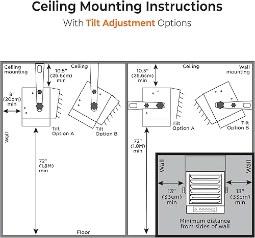 Miniatura 7 de Comfort Zone Calentador de garaje con cable duro de 10,000 W - Soporte de techo industrial y comercial, calentador forzado por ventilador de 240 V
