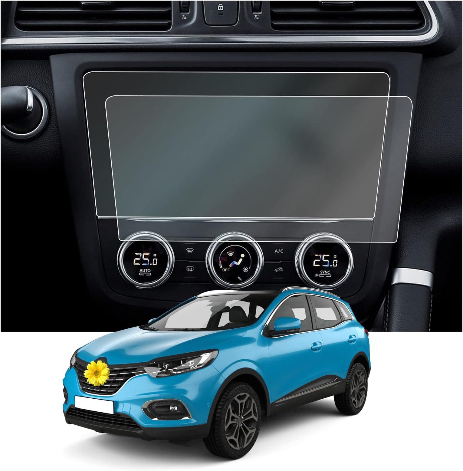 CDEFGRenault Kadjar 7 Inch Screen Protector, Pack of 2, Compatible with 2019-2024 Kadjar R-LINK 2 Navigation System, Anti-Scratch, PET Material