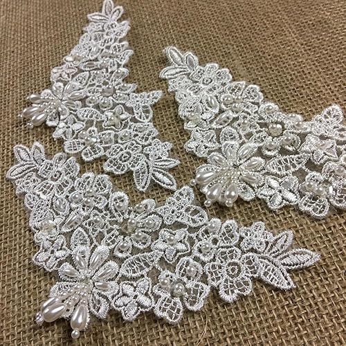 Miniatura 5 de Pieza de apliques de cuentas de encaje floral triángulo 3 cuerdas de cuentas colgantes, 6 x 3 pulgadas, elige el color, para prendas de baile,