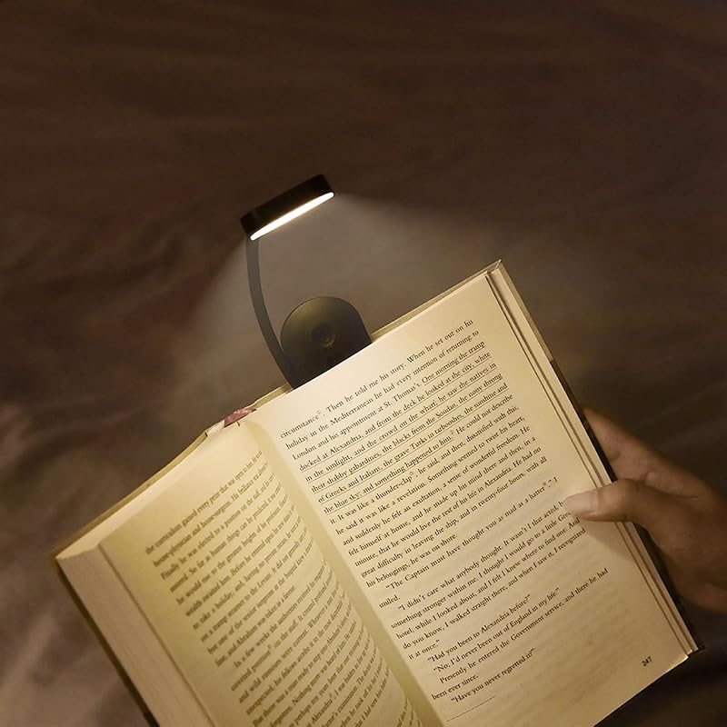 Choudao Rechargeable Book Light, Portable Reading Light,Black | Eye Caring 3 Color Temps, Extremely Long Battery Life, Portable Clip-On Reading Light for Studying