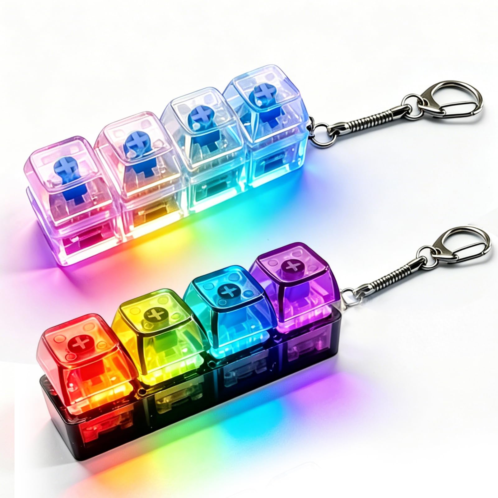 2 Pezzi Tastiera Fidget, Portachiavi Quattro Tasti, Giocattoli Antistress Gradient Clicker Pulsante, Fidget Toys per Adulti, per Alleviare lo Stress, Tempo Libero, Ufficio