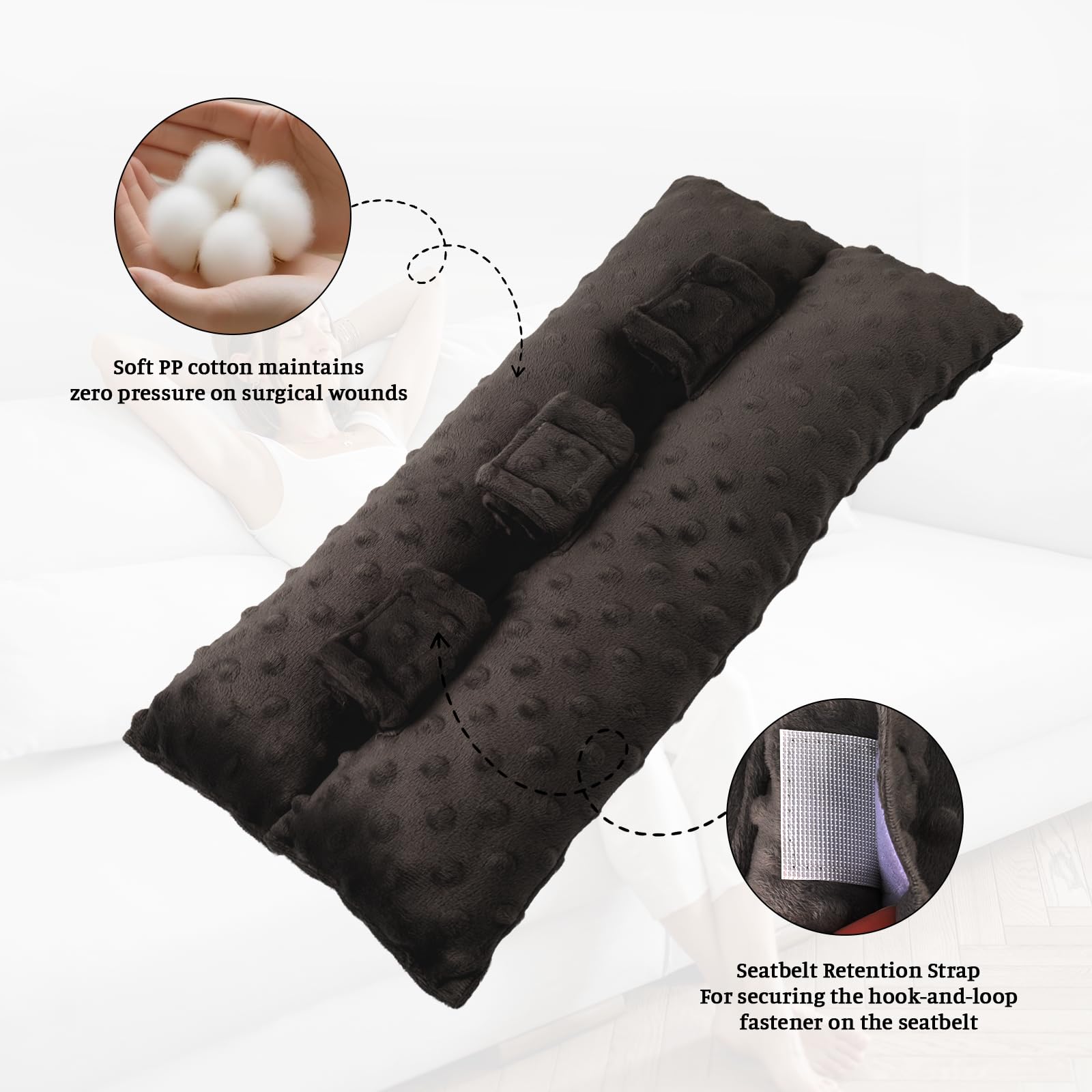 Hysterectomy Pillow Soft: Mastectomy Pillow Hysterectomy Recovery Must haves Car Seatbelt Pillow Cushion Support for C-section Recovery Cervical Cancer Uterine Abdominal Post Surgery — view 3