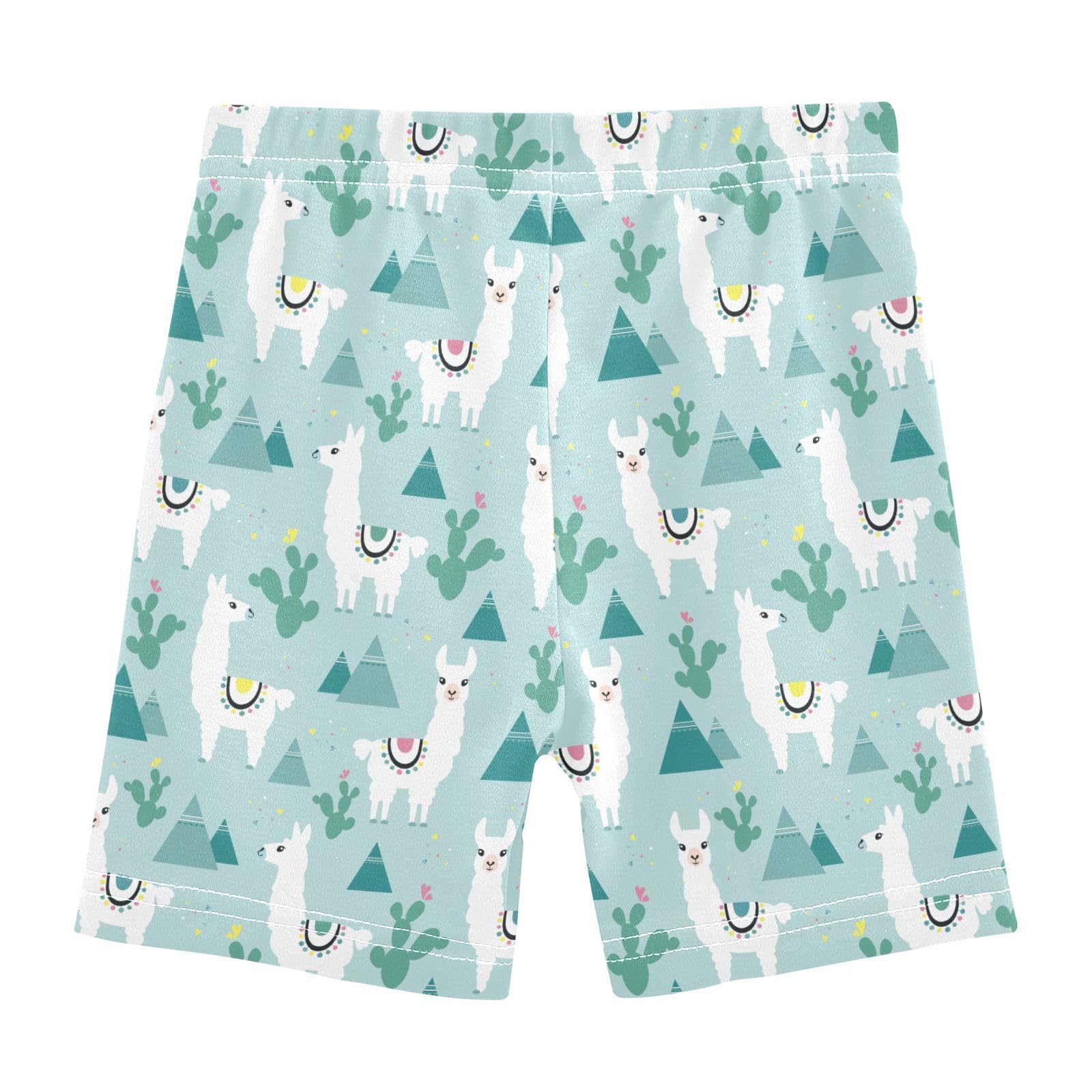 JHKKU Girls Llama Cactus Shorts Cotton Cartwheel Bike Kids Biker Under Dress Dance Short Girl Clothes 8Y