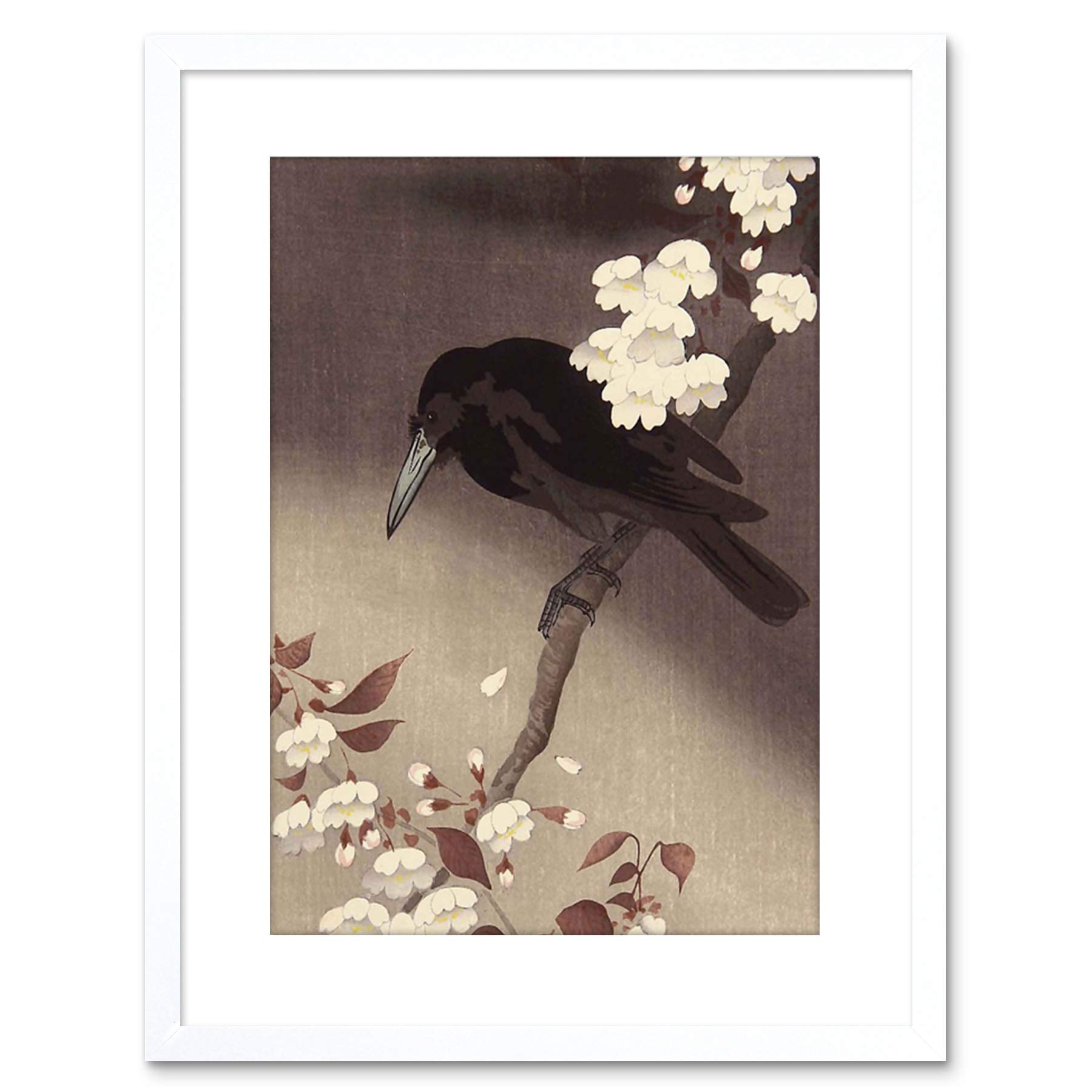 Wee Blue Coo PAINTING BIRD JAPAN CROW IMAO KEINEN BLOSSOM FRAMED