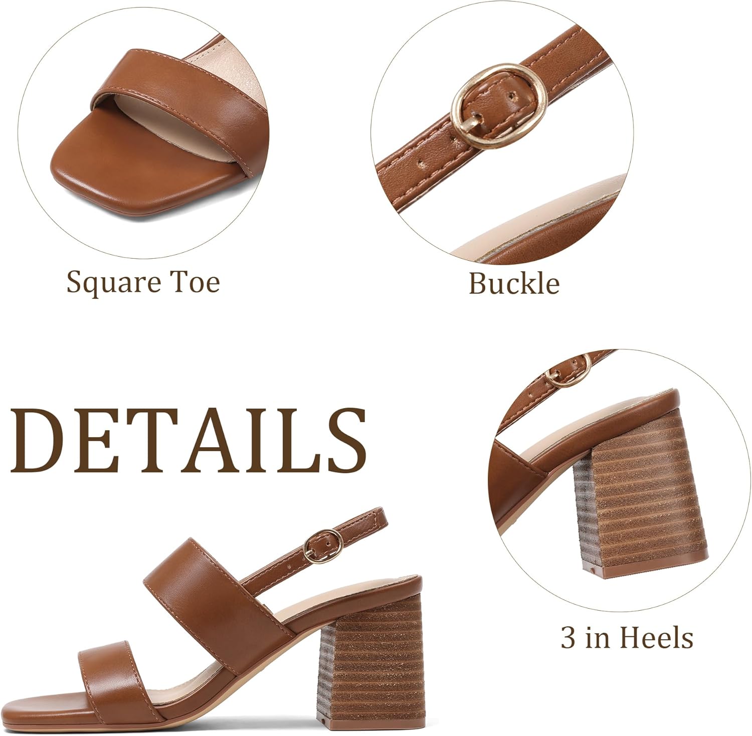 Ancomafio Women's Heeled Sandals Block Chunky Heels Square Open Toe Heels Ankle Strap Casual Sandals Summer Vacation Dress Shoes - Image 7