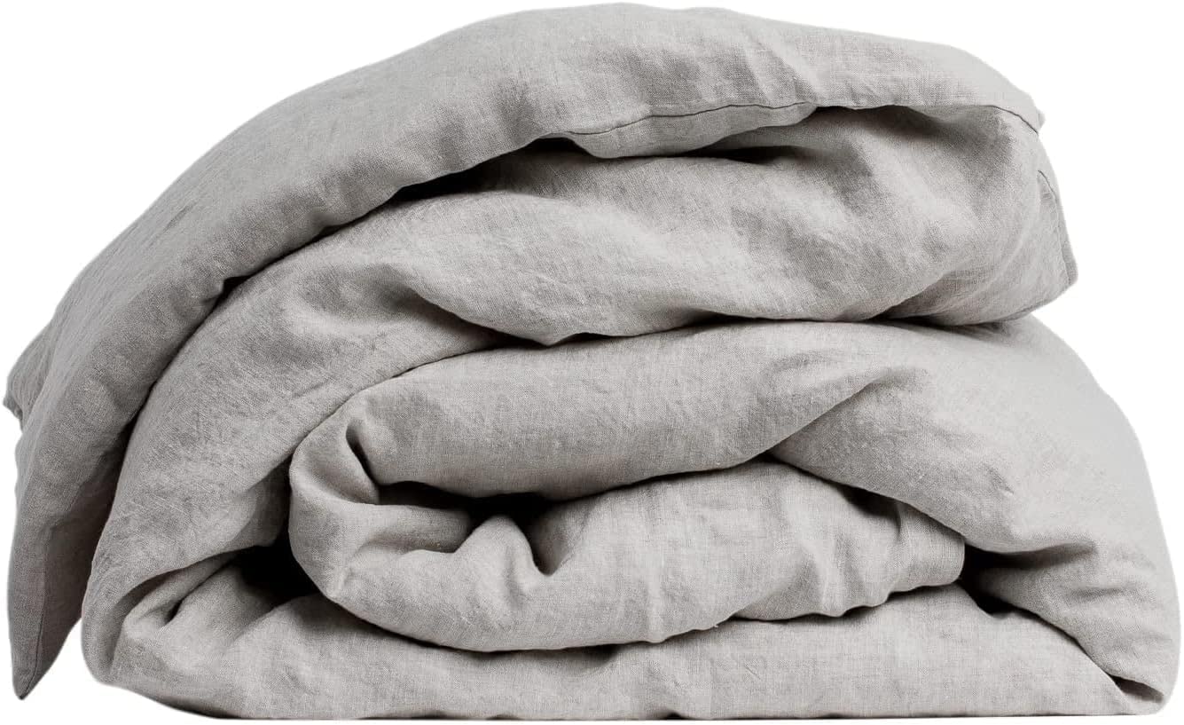 My Linen Home Bettdeckenbezug aus 100% Stonewashed Leinen in Natur I Steppdeckenbezug I Maschinenwaschbar I Bettdeckenbezug mit Reißverschluss I Double Bettdecke 200x200 cm