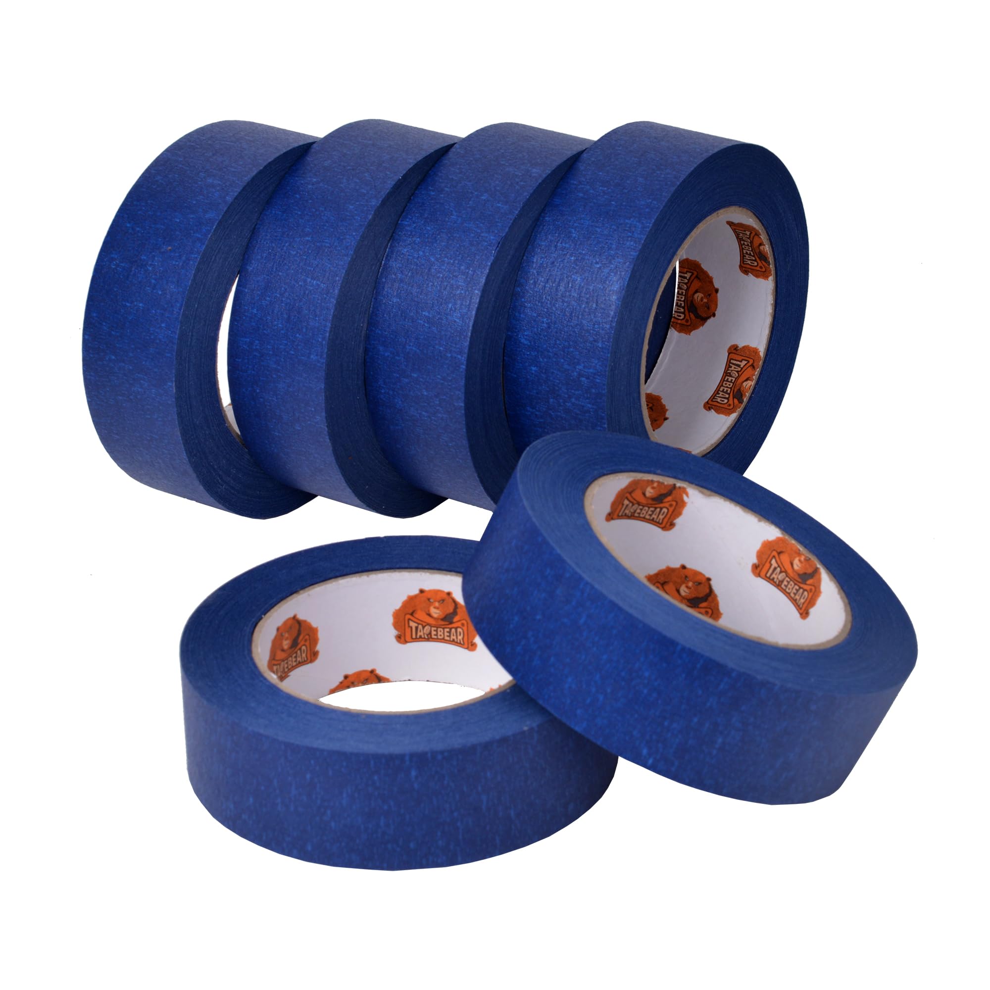 TAPEBEAR Bleu Ruban De Masquage, Ruban Adhésif De Peinture À Usage Général, Résistant Aux UV, Pour Peinture Au Pistolet, Décoration, Étiquetage, 6 Rouleaux, 36mm x 60yard