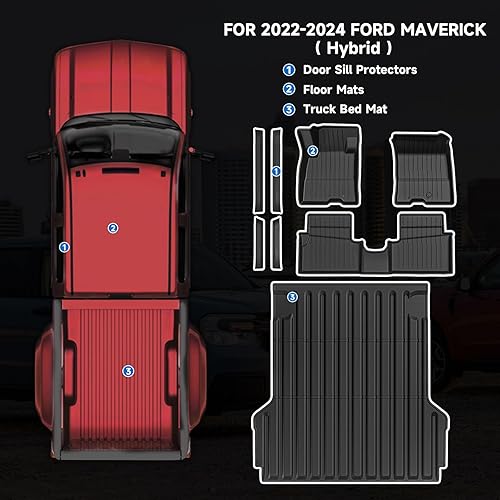 Vista 26 de Mabett Alfombrillas de almacenamiento para debajo del asiento para Ford Maverick Gasoline 2025 2024 2023 2022 accesorios