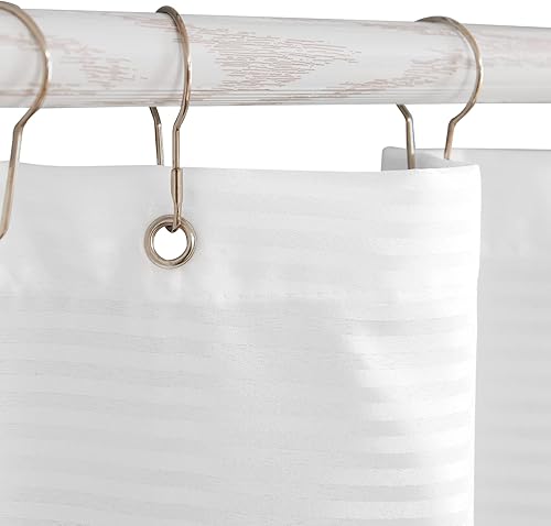 Miniatura 8 de jinchan Cortina de ducha de tela en blanco y negro para baño, cortina de ducha moderna de granja a rayas negras, simple impermeable, 70 x 84