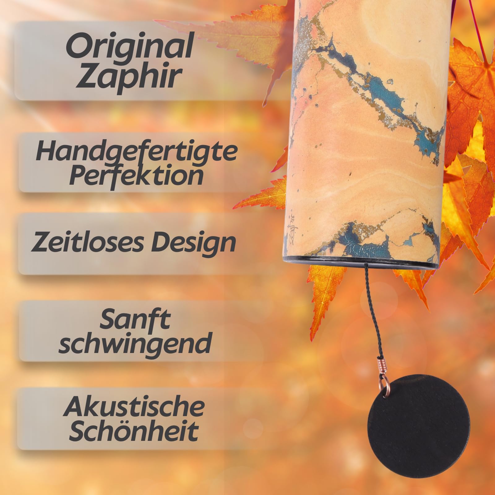 Zaphir Twilight Autunno | Scacciapensieri in confezione regalo in nero – Chimes come regalo per yoga, bambini e meditazione in giallo