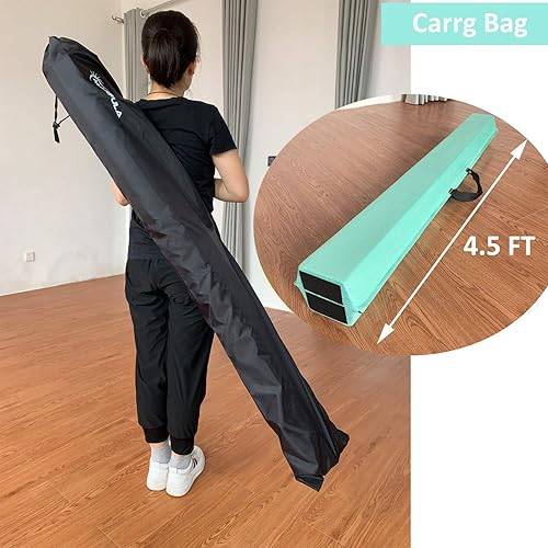 Miniatura 132 de MARFULA Viga de gimnasia plegable de 6 pies, 8 pies y 9 pies, haz de equilibrio de espuma – Extra firme – Cubierta de gamuza – Parte inferior verde