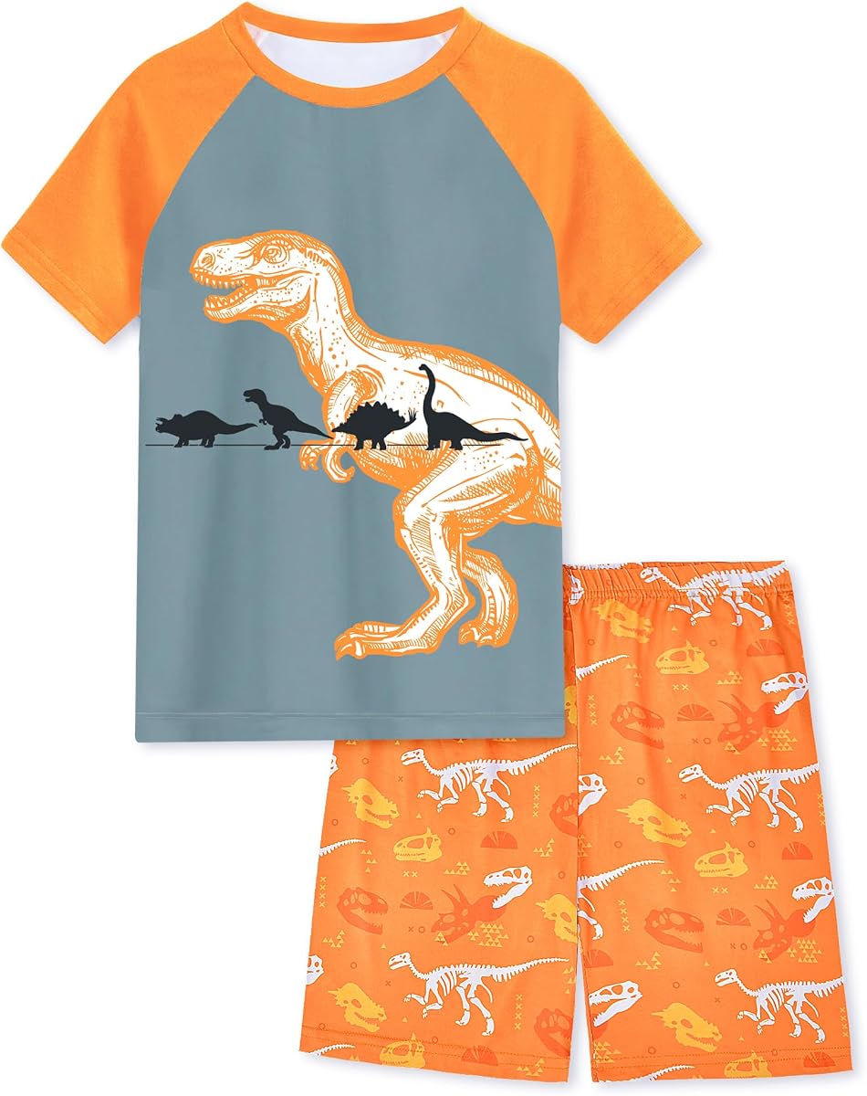 Boys Pajamas Toddler Boys Summer Pajamas Dinosaur 2 Piece Short Sleeves Boy Pjs Kids Sleepwear Size 3-8 Years