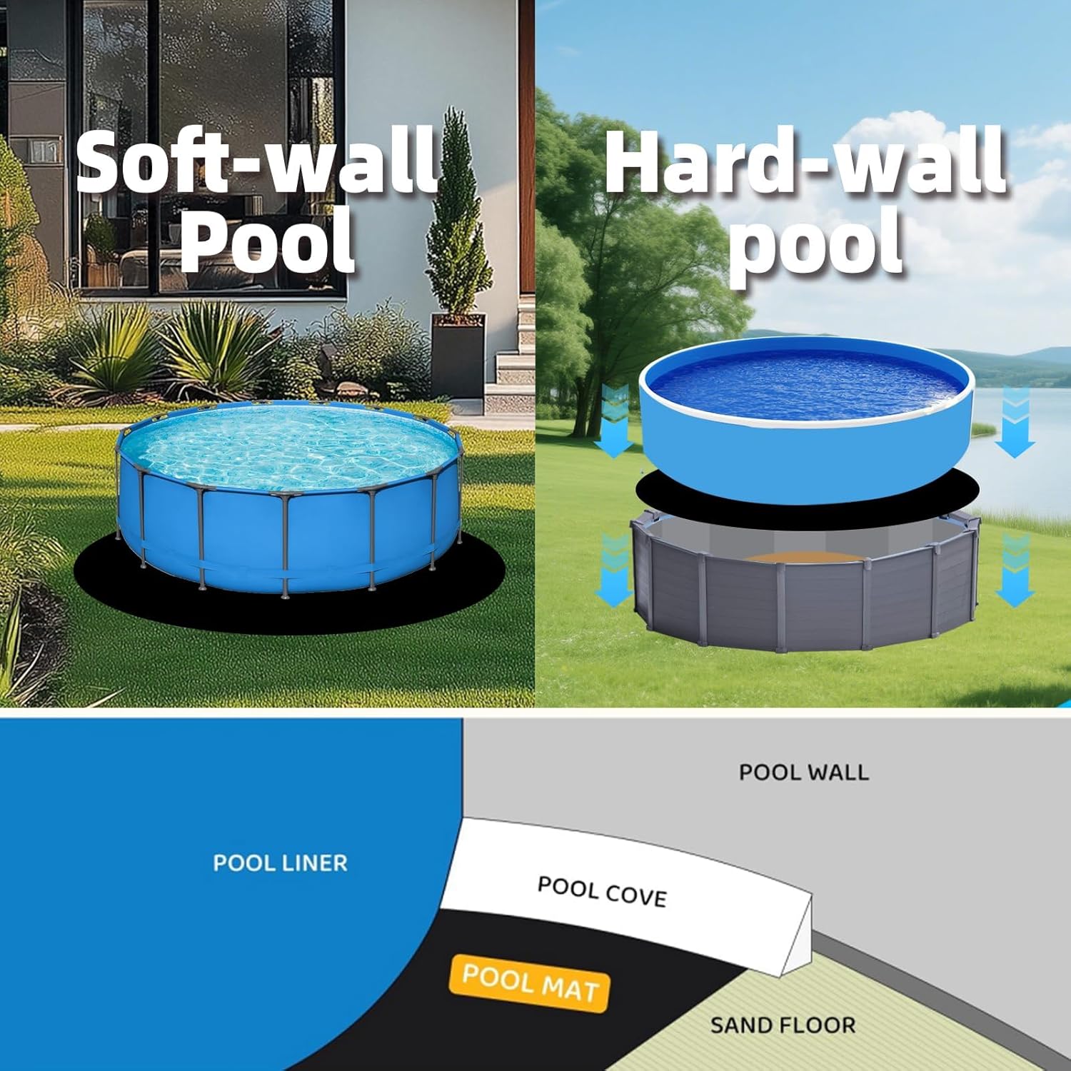 Safana 10ft Pool Liner Pad, Round Pool Pad for Above Ground Pool, Under Pool Mat, Swimming Pool Padding Accessories, Durable Puncture Protection Eco-Friendly Extend Liner Life