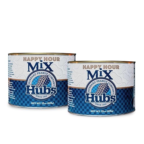 Miniatura 2 de Hubs Peanuts Happy Hour Hubs (paquete de 2 latas de 15 onzas)  Mezcla de aperitivos delicias para llevar  Variedad de sabores  Ingredientes premium