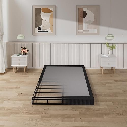 Miniatura 11 de Tyndall Base de colchón con base de colchón con marco de metal resistente, sin ruido, fácil montaje, antideslizante, color negro