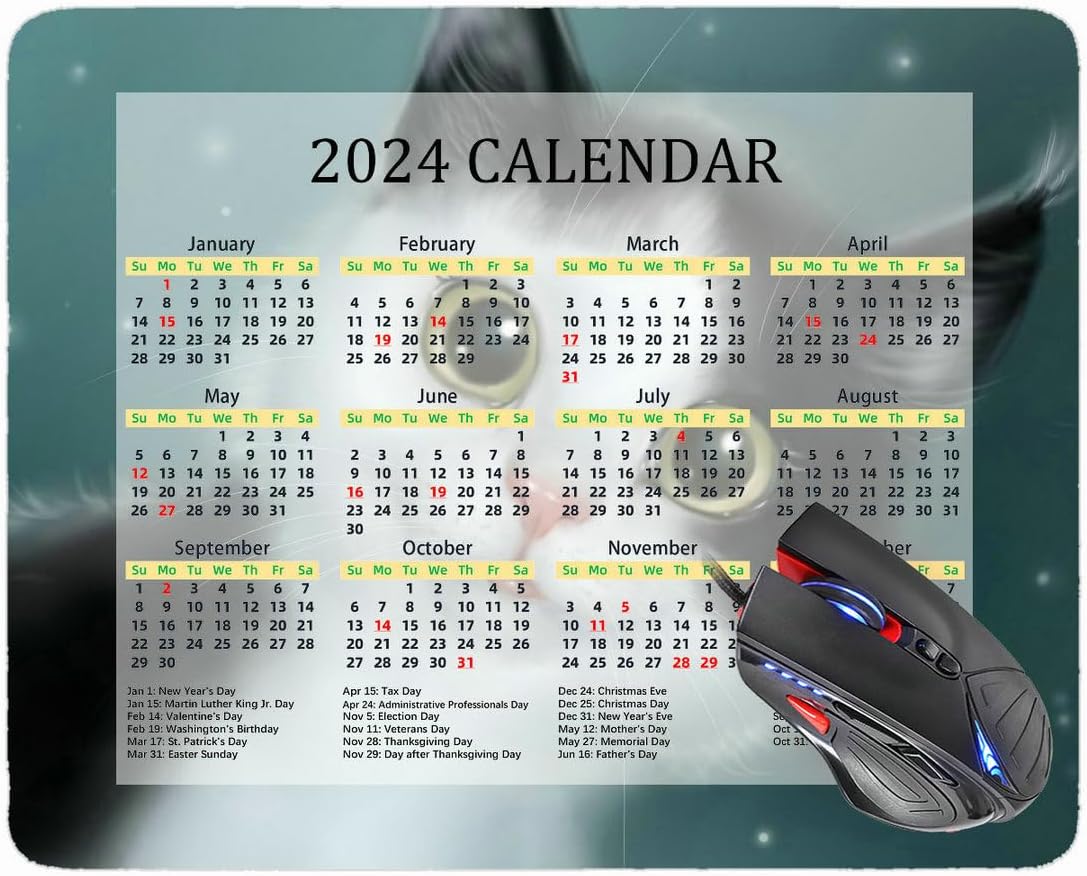 Wugao 2024 Calendar Planner Mouse Pad AntiSlip,Buildings Sea Coast Professional