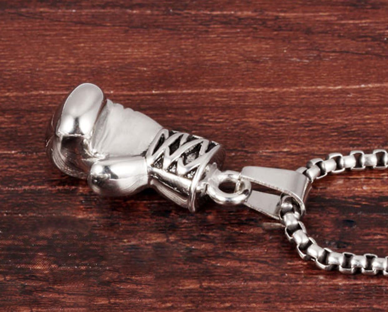 Hamoery Men Women Punk Stainless Steel Boxing Glove Chain Pendant Necklace - Image 4