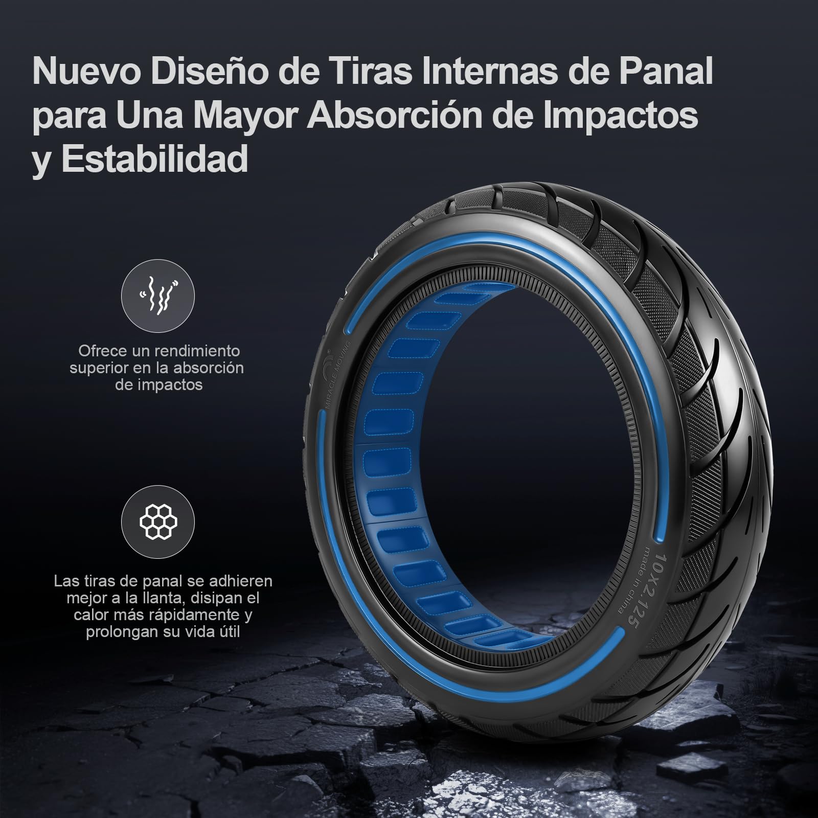 10x2,125 Neumáticos macizos 250x54 Neumáticos sólidos para Xiaomi 4/4Pro(gen1)/4Lite(gen2)/Ninebot F40D2/D38D Patinete eléctrico de 10 pulgadas Neumáticos macizos Neumáticos de repuesto