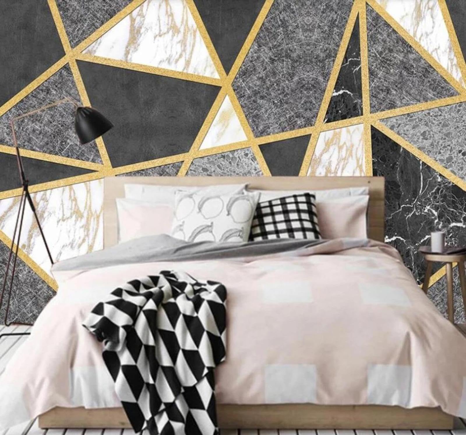 Tzxztt Abstract Geometric Lines Marble Texture Modern 3D Wallpaper Premium Textured Silk Neutral Tones Material Ideal for Living Room Bedroom-400cm×280cm