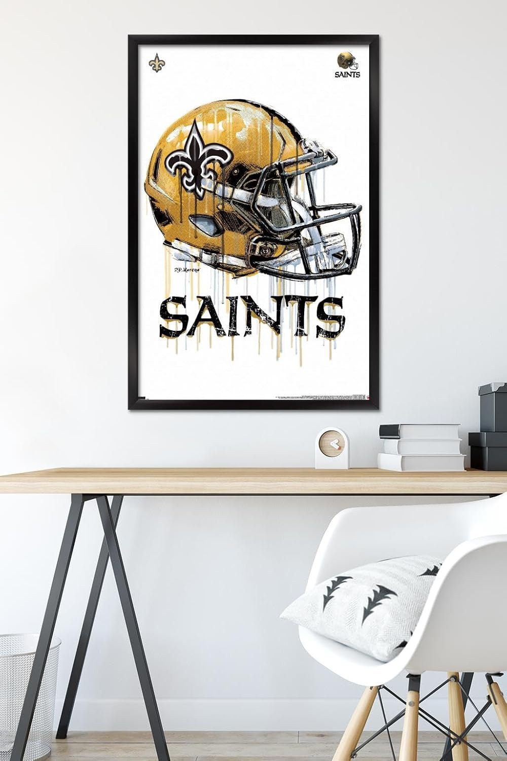 Trends International NFL New Orleans Saints - Drip Helmet 20 Wall Poster, 22.375" x 34", Black Framed Version