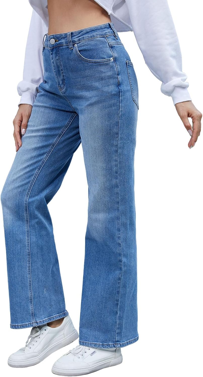 hibshaby Women's Wide Leg Jeans High Waisted Strechy Denim Pants Fashion Baggy Trouser Jean Pant with Pockets