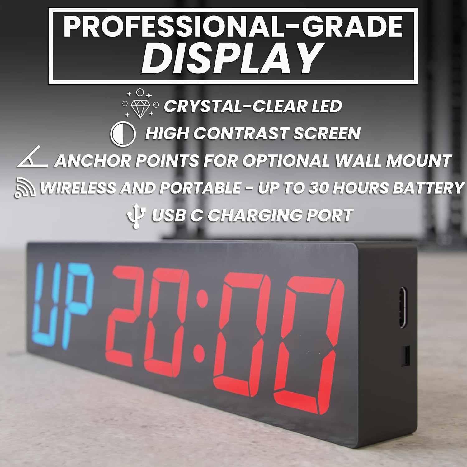 Synergee Workout Interval Timer. Programmable Interval Wall Mounted and Magnetic Timers. Gym Timers with Wireless Remote. Tabata EMOTM Stopwatch Count Up/Down MMA Clock. Available in 3 Sizes.