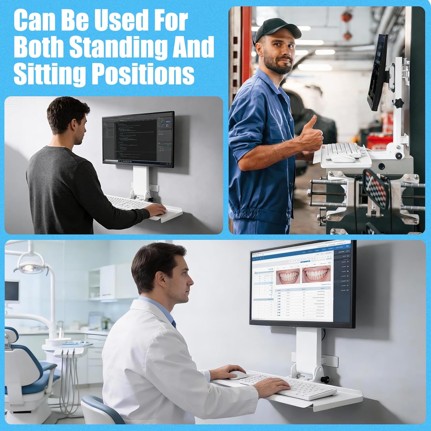 Wall Mount Computer Workstation, Monitor Wall Mount with Foldable 26" Keyboard Tray and Mouse Space, Fits 17-32 inch Screens, Heavy Duty 2mm Steel Space Saving Desk 3 71VosCopXiL. AC SL1500