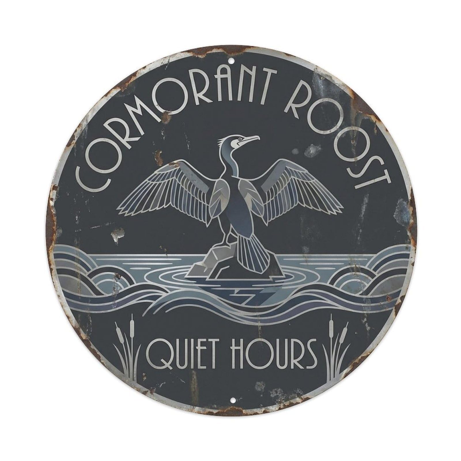 Cormorant Roost Quiet Hours Wildlife Notice Metal Tin Sign