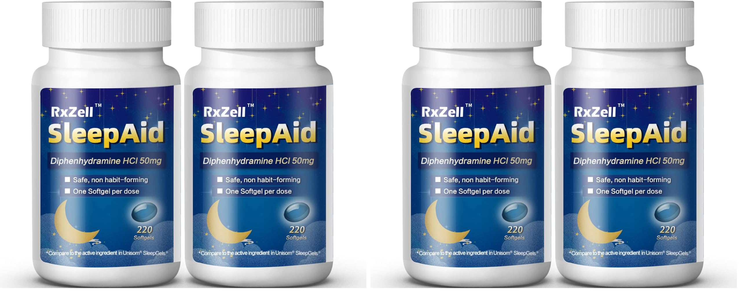 RXZELL Sleep Aid, Diphenhydramine 50mg, Easy-to-Swallow Softgels, Supports Deeper Restful Sleeping, Non Habit-Forming (220 Counts) — Amazon image 10