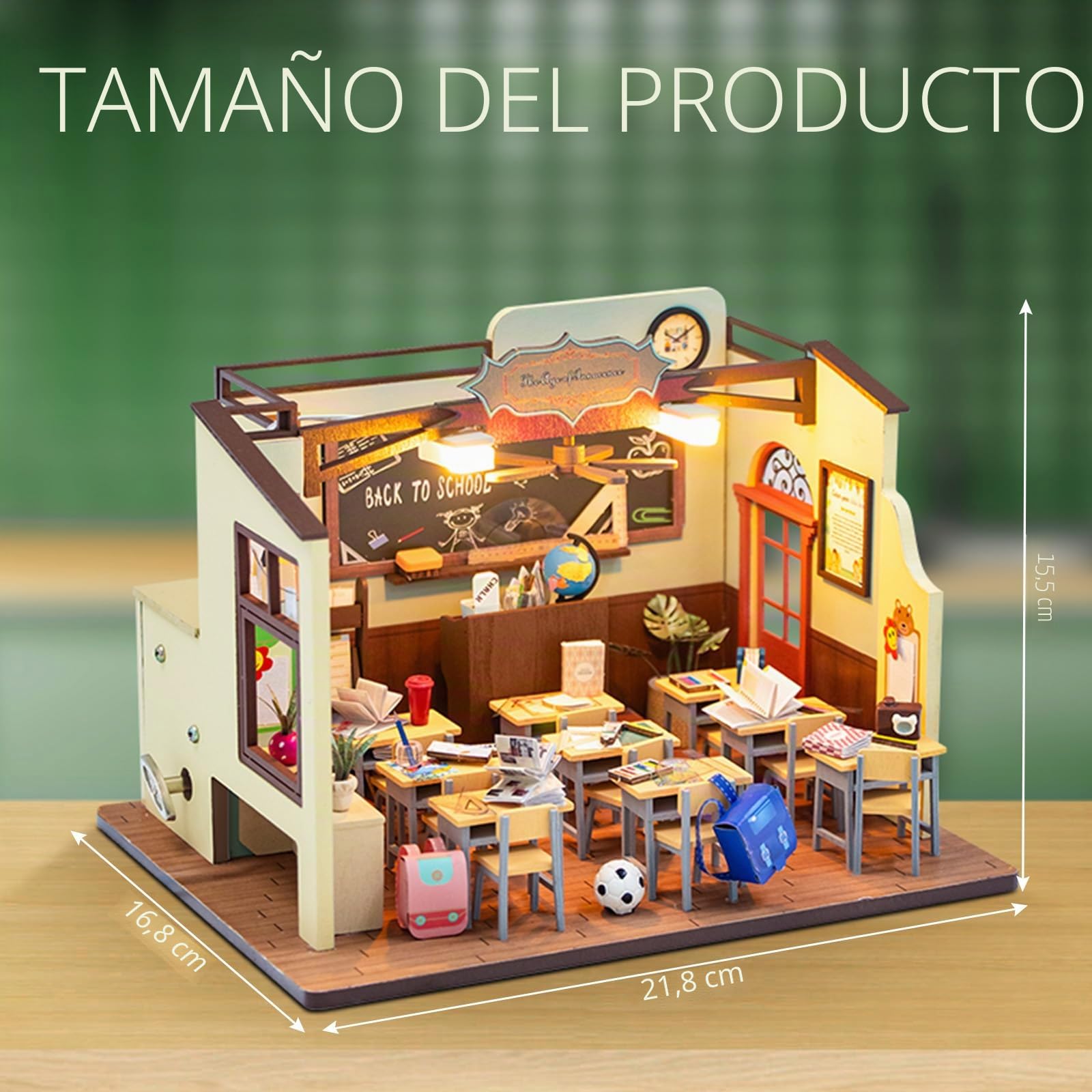Kit de Miniaturas para Adultos, Casa de Muñecas con Muebles, Kit DIY para Adultos, El Regalo Ideal para Navidad o cumpleaños, Sala de Clases