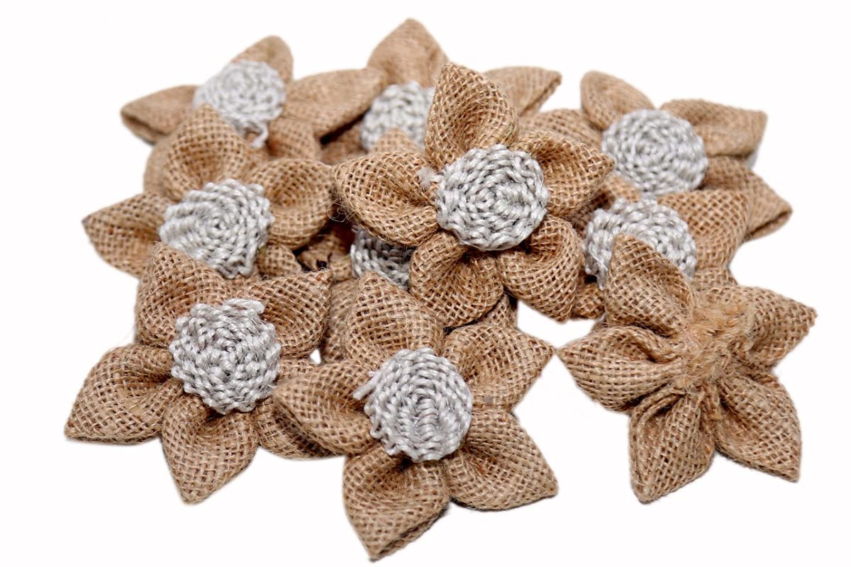 Jute Fab Quality Jute Decorative Flowers (Pack of 10)[DJD-4]