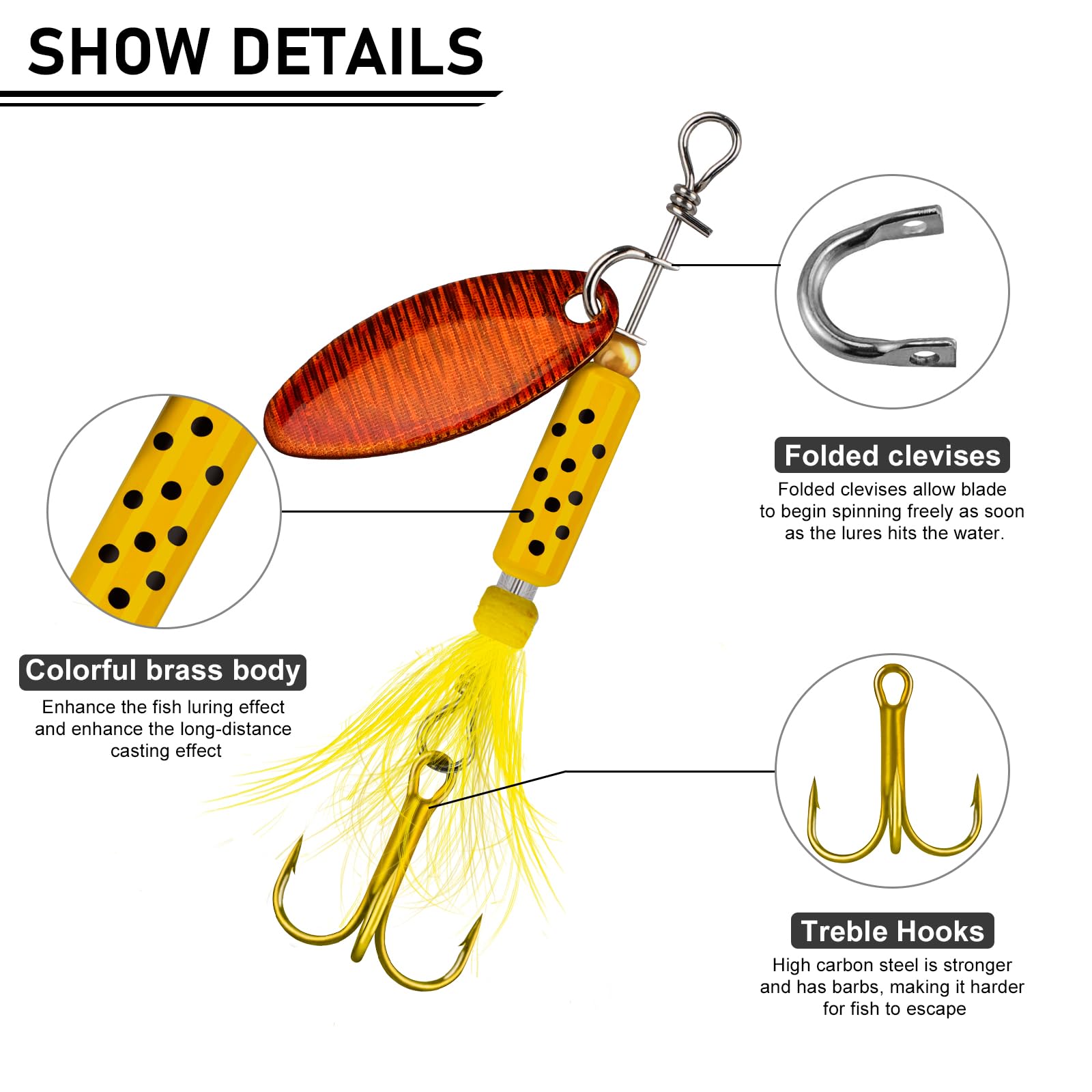 Lot De 10 Leurres De Pêche Spinnerbait Pour Truite Et Bar - Cuillères Métalliques Brillantes, Hameçons Triples, Durable