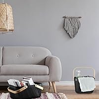 Vista 6 de Sadnyy 4 cestas de almacenamiento de malla de plástico para cosecha de jardín con mango de madera, contenedor de malla multifuncional para gabinete