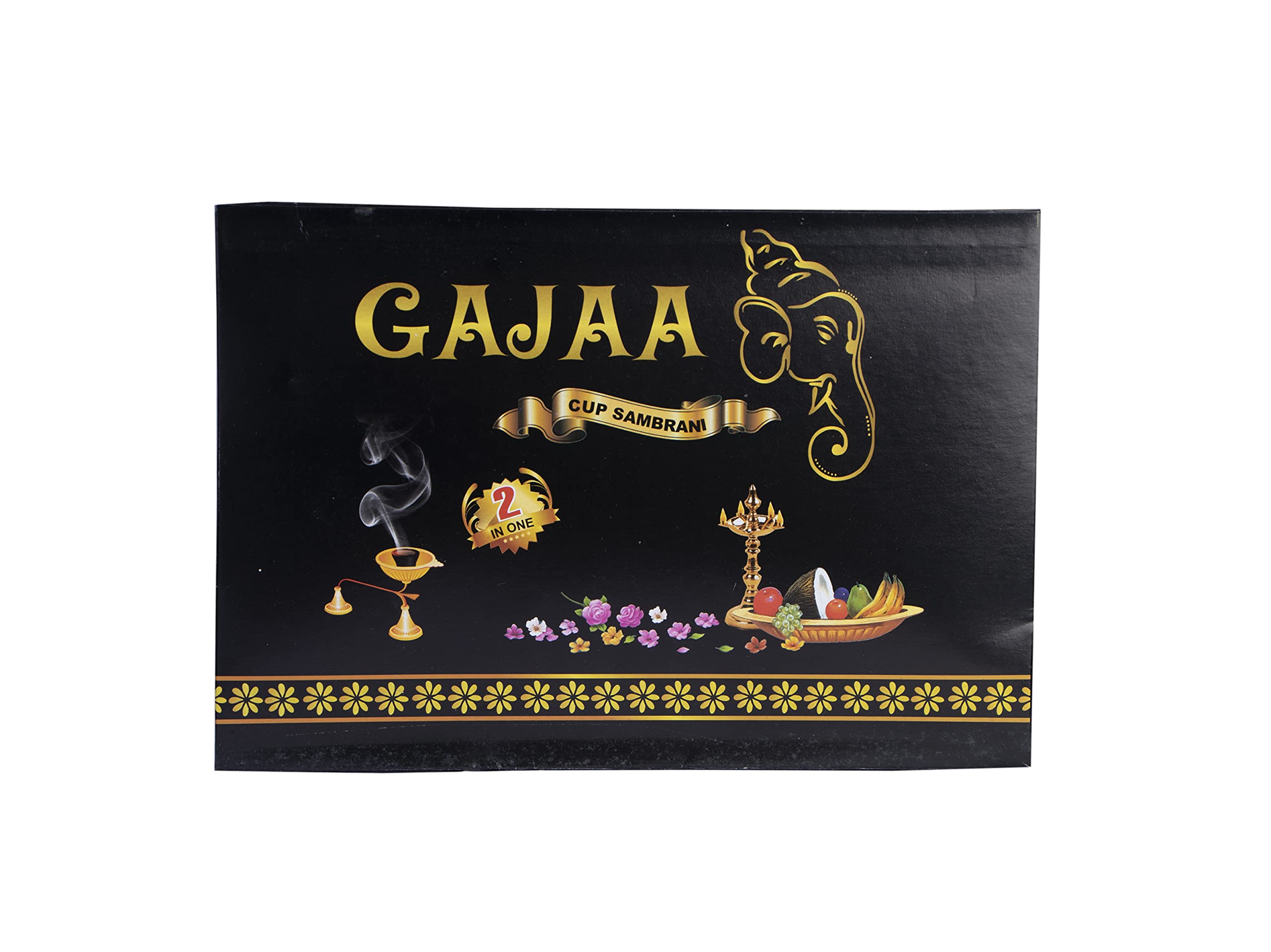 Gajaa 2 in 1 Cup Sambrani - with Resin/Benzoin fillings | Pack of 12-12 Cups Each Pack