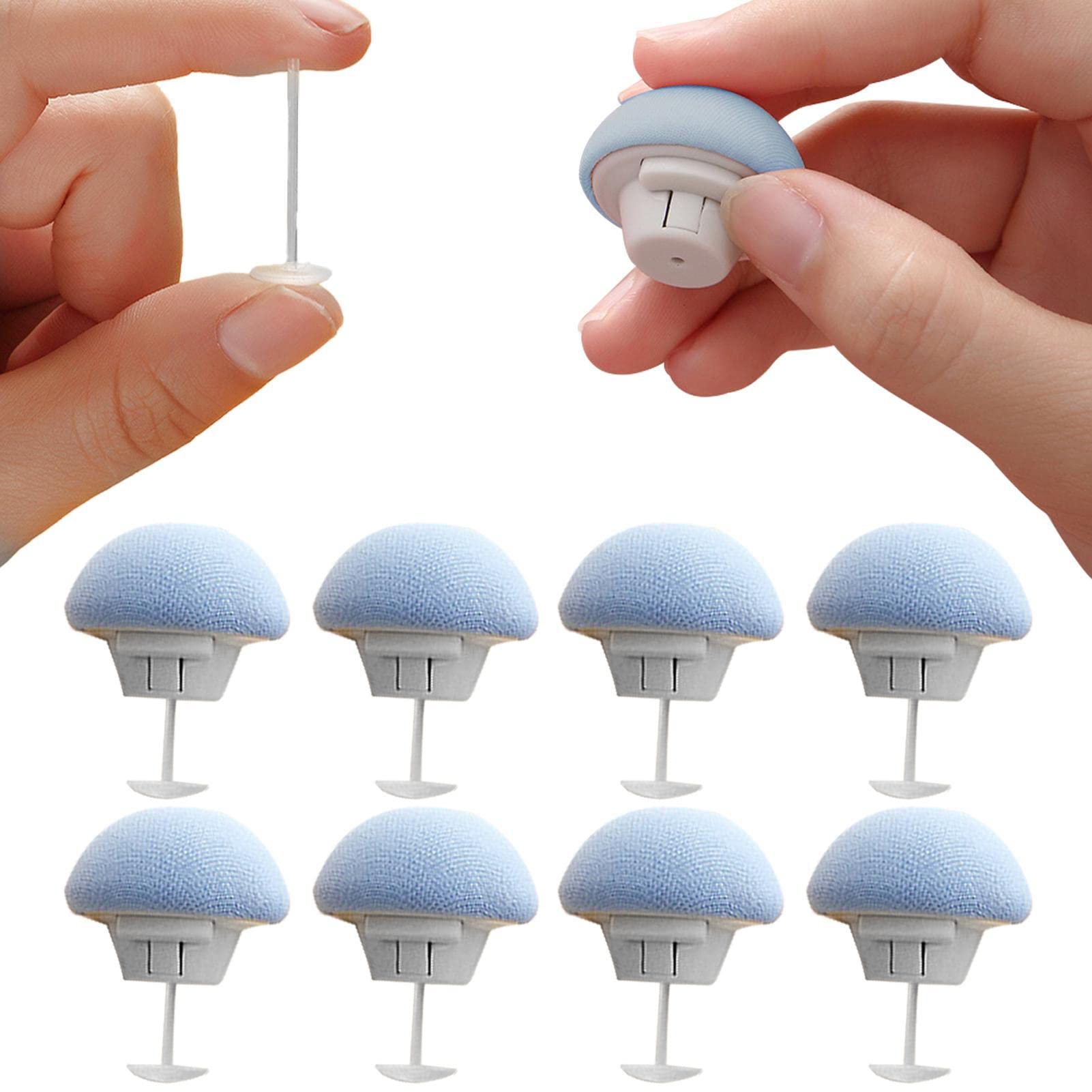 12 Clip A Fungo Per Piumone – Ferma Lenzuola E Coperte – Perno In Acciaio Inox E Cotone – Bianco - 4