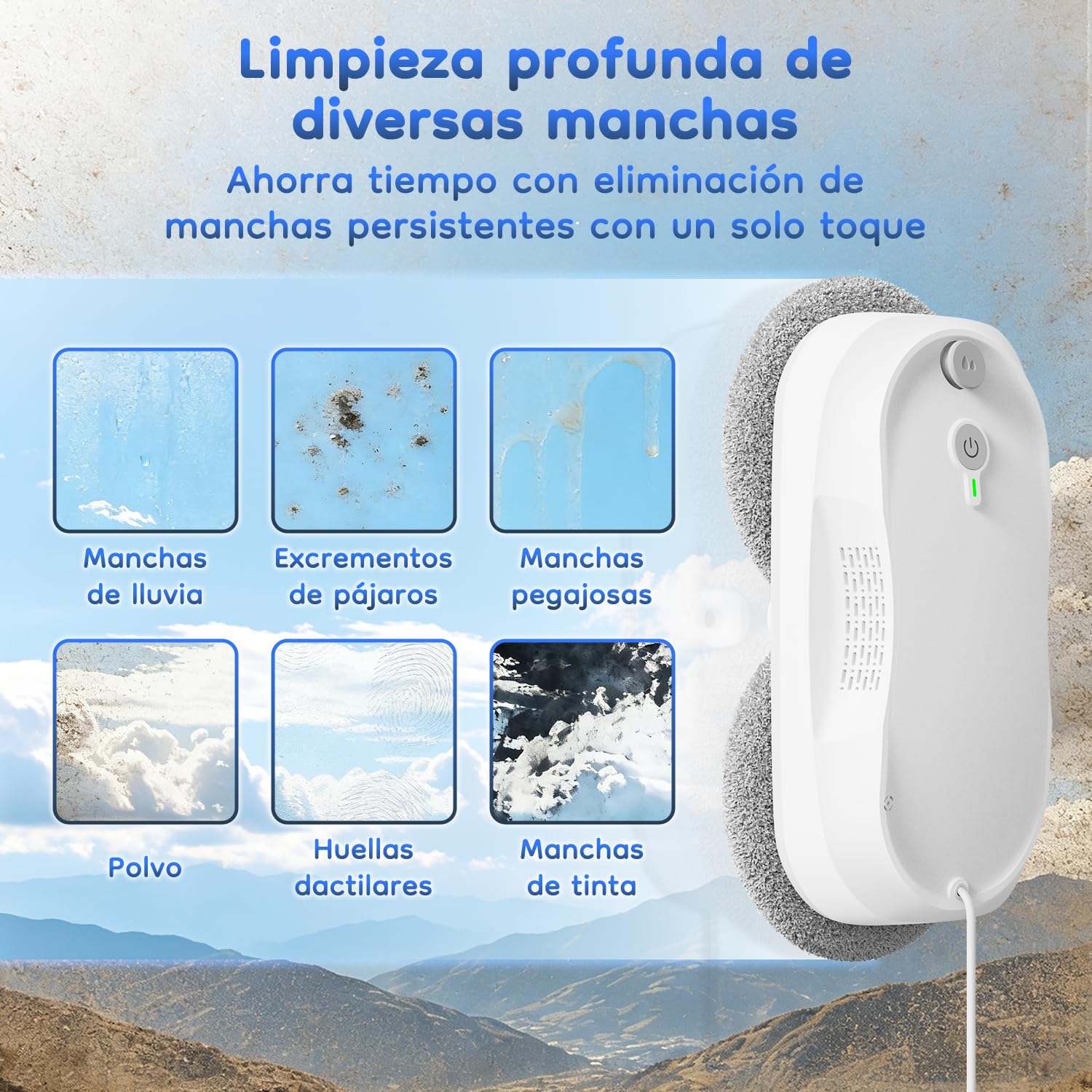 Obito Robot limpiacristales, Limpiador de Ventanas de Doble pulverización | planificación de trayectoria con IA, sistema de escalada constante, detección de bordes, para ventanas de gran altura